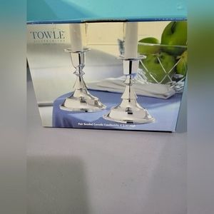 Pair Beaded Console Candlesticks